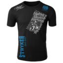Stryker Fight Gear Fighting Solves Everything Adult MMA T - Shirt Black Blue White Logos